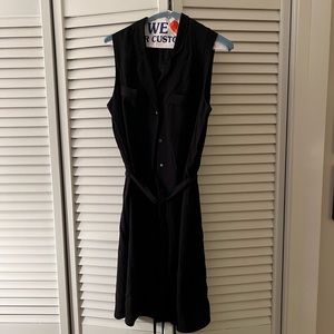 Ann Taylor Loft Black Knee Length Dress with Belt Size Small